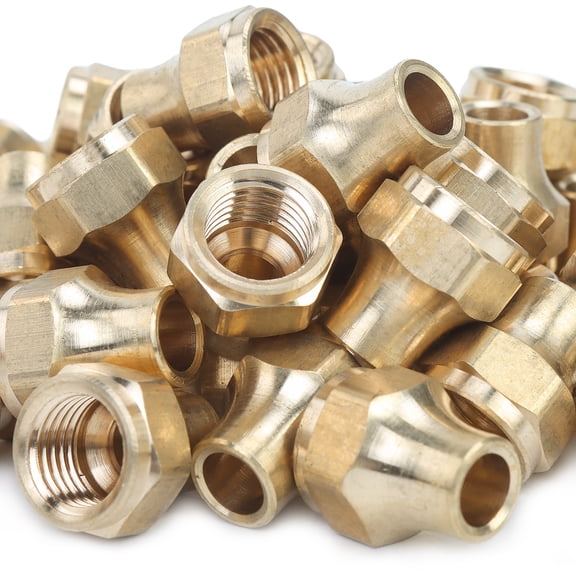 LTWFITTING Brass 1/4" OD Short 45 Degree Flare Nut,Brass Flare Tube Fitting(pack of 50)
