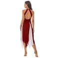 thumbnail image 2 of IEFIEL Womens Color Block Sleeveless Ballet Lyrical Dress Sheer Mesh Irregular Hem Modern Contemporary Performance Costume Burgundy L, 2 of 7