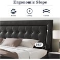 Allewie Queen Size Upholstered Leather Bed Frame with Modern Wavy Box