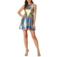 thumbnail image 2 of Vestido sin mangas de alta cintura brillante y acampanado para mujer INSPIRE CHIC, mini vestido azul púrpura XL, 2 of 7