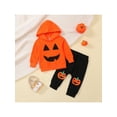 thumbnail image 2 of Newborn Toddler Baby Girl Boy Halloween Outfit Long Sleeve Hooded Pumpkin Sweatshirt Hoodie Pants Clothes Set, 2 of 9