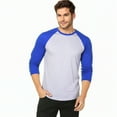 thumbnail image 2 of Men's 3/4 Sleeve Crew Neck Baseball Shirt, Casual Dynamic Cotton Raglan T Shirts, Royal Blue/Heather Gray 2XL, 1 Pack, 2 of 7