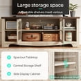 thumbnail image 5 of PurelyGoods  Farmhouse TV Stand for 65 Inch TV, Wood Entertainment Center with Glass Door Storage Cabinet & Adjustable Shelves, Large Sturdy TV Console Table for Living Room Bedroom, 5 of 9