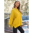 thumbnail image 3 of ORUYROP Women's Crewneck Batwing Long Sleeve Sweater 2023 Fall Oversized Ribbed Knit Side Slit Pullover Top, 3 of 7