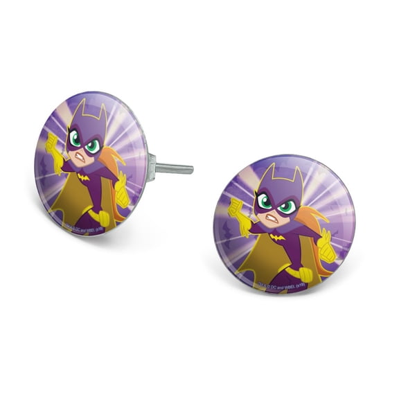 DC Super Hero Girls Batgirl Novelty Silver Plated Stud Earrings