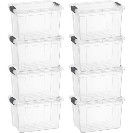 Superio Clear Storage Bins with Lids, 8 Pack- Plastic Storage Boxes for Home- 4.7 Quart