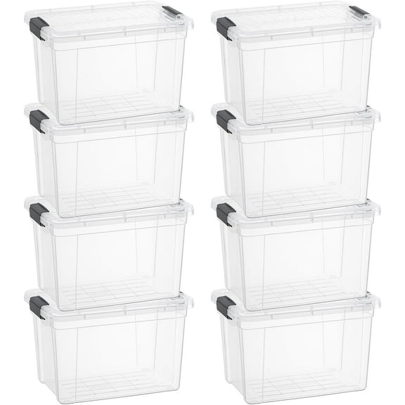 Superio Clear Storage Bins with Lids, 8 Pack- Plastic Storage Boxes for Home- 4.7 Quart