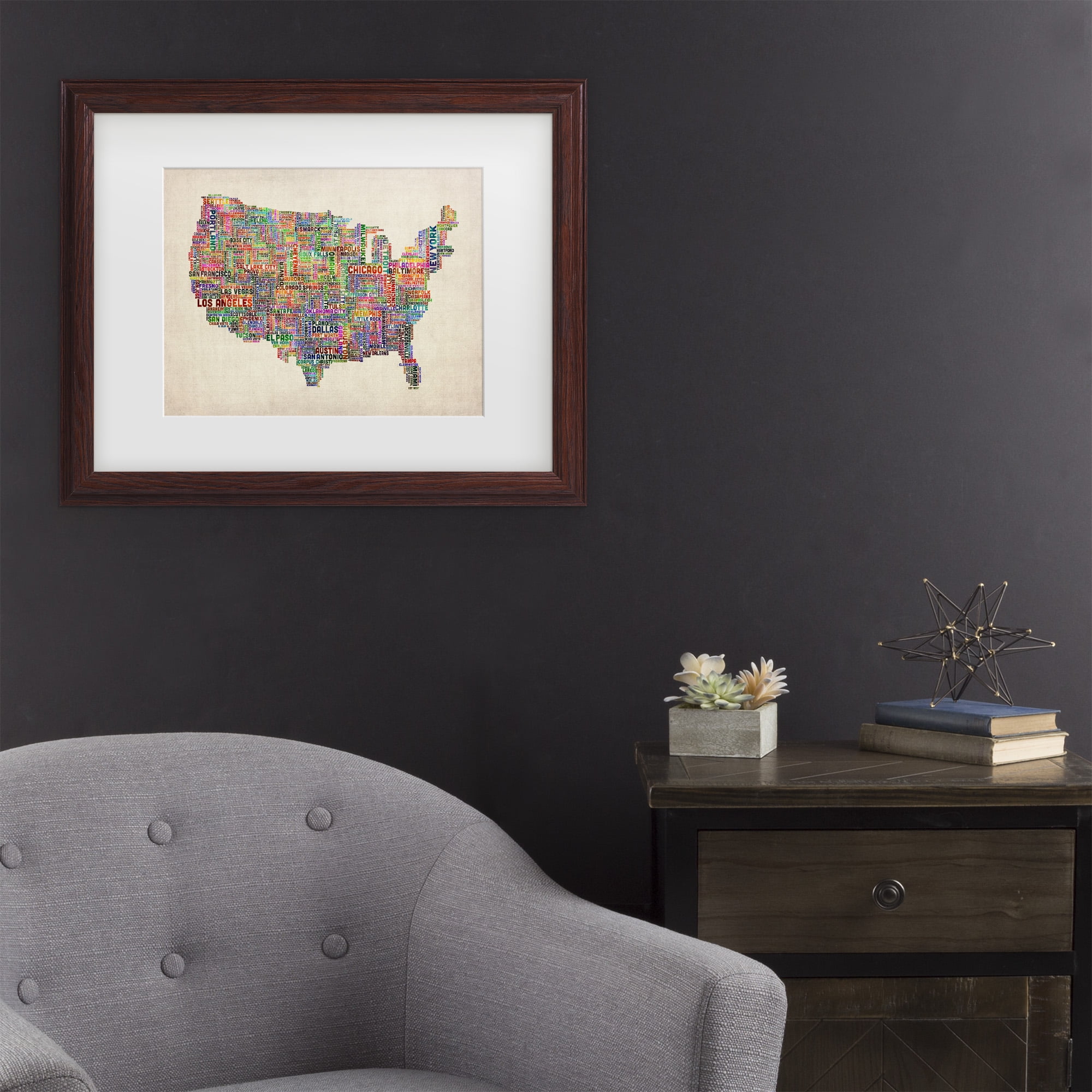 Trademark Fine Art 'US Cities Text Map VI' Canvas Art by Michael Tompsett