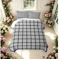 thumbnail image 2 of Manfei Geometric Check Quilt Full,Modern Checkered Full Bedspread Sets,Gray Black,3 Pieces,1 Coverlet and 2 Pillowcases, 2 of 7
