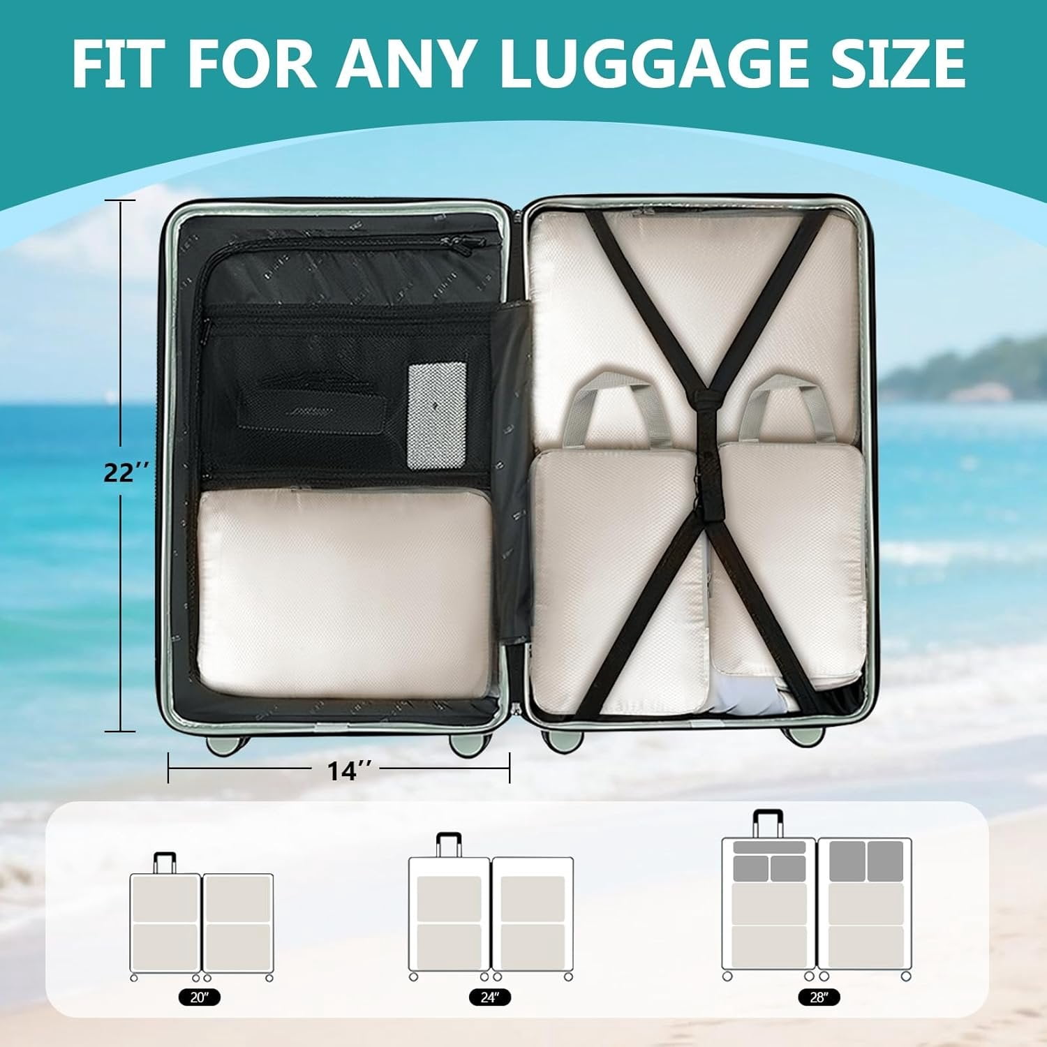 Compression Packing Cubes for Travel, 4 Set Expandable Packing Organizers, Lightweight Luggage Organizer Bags, Travel Essentials for Carry , Handy Helper for Organizing Clothes,