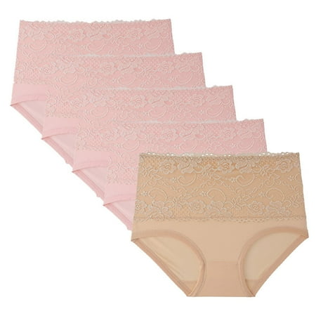 Thong Panties Underwear Women Pack Seamless Cotton  5PC Women Lace High Waisted Body Shaper Shorts Shapewear Panties