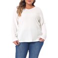 thumbnail image 2 of Agnes Orinda Women's Plus Size Knit Thin Fall Winter Trendy Crochet Comfy Pullover Sweaters 1X White, 2 of 6