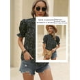 thumbnail image 6 of STARVNC Women Floral Print Ruffle Mock Neck Puff Sleeve Pleated Top, 6 of 7