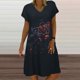 thumbnail image 2 of Vestido largo hasta la rodilla con cuello en V y manga corta con estampado cómodo e informal a la moda para mujer Pompotops  ghjkhdj14253, 2 of 8