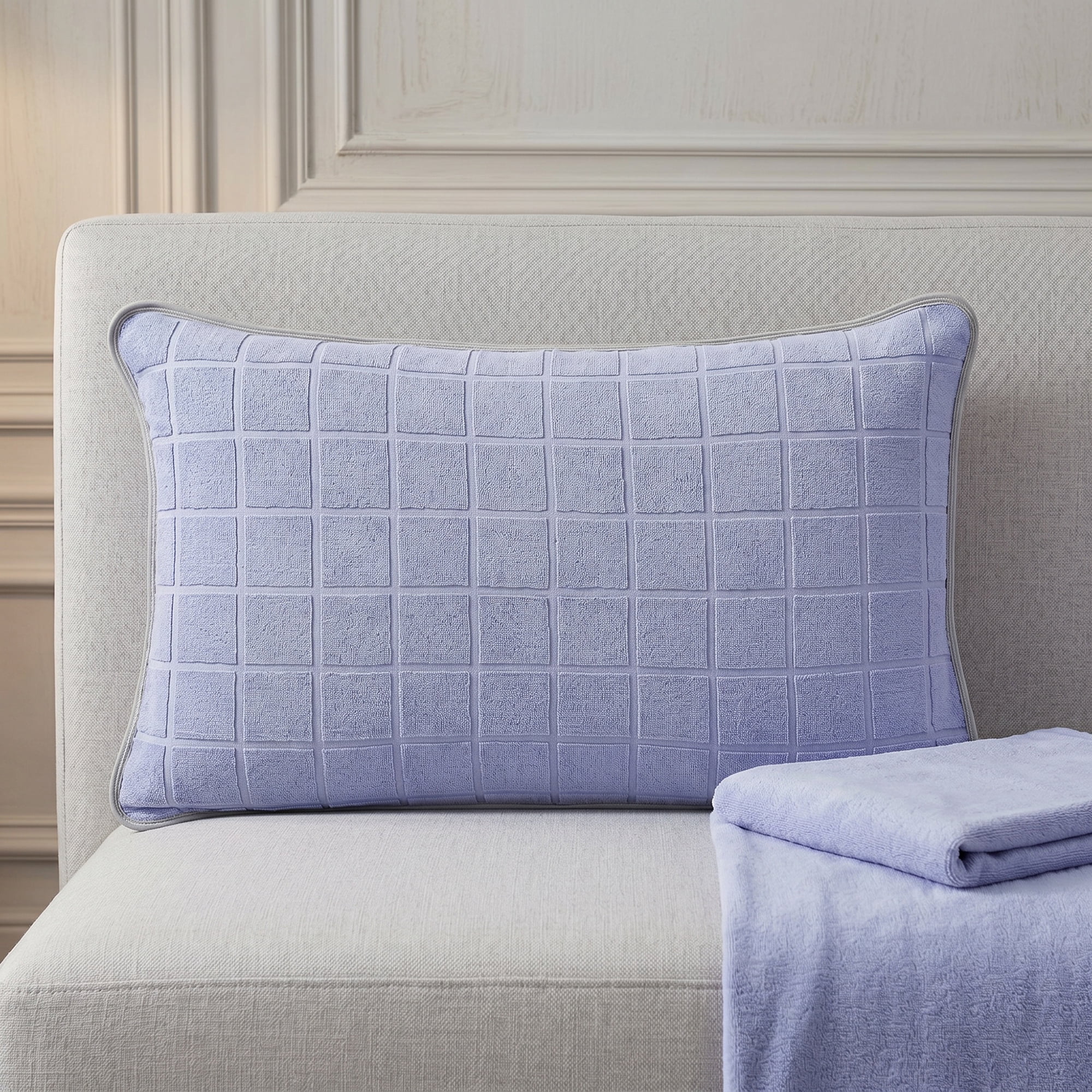 Unique Bargains Comfortable Breathable Cotton Pillow Protector with Outer Pockets Blue