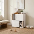 thumbnail image 5 of Cat Litter Box Enclosure for 2 Cats, 31.5'' Double Litter Box Enclosure with Scratching Post, 2 Tiered Hidden Cat Cabinet Furniture with Litter Mats, Cats House, 5 of 8