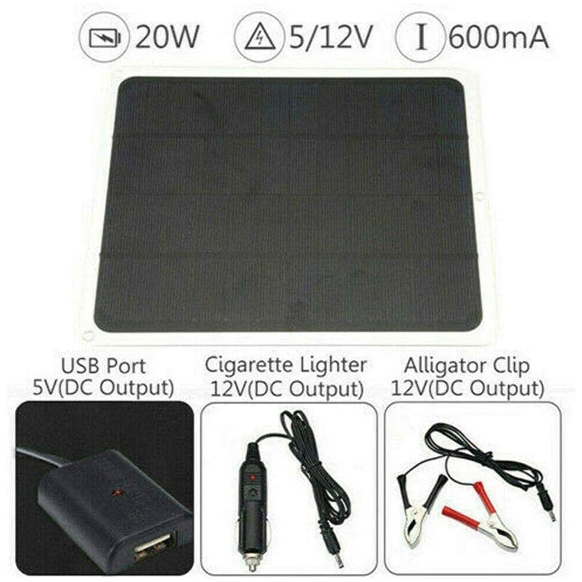 12V 20W Outdoor Car Boat Yacht Solar Panel Trickle Power Charger Supply 2020
