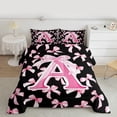 thumbnail image 2 of Manfei Letter Monogrammed A Bedding Comforter Set 2pcs for Boys Girls,Kawaii Ribbon Bow Twin Comforter Sets Microfiber,Dreamy Princess Breathable Bedding Set,Lightweight Room Decor,Reversible, 2 of 8