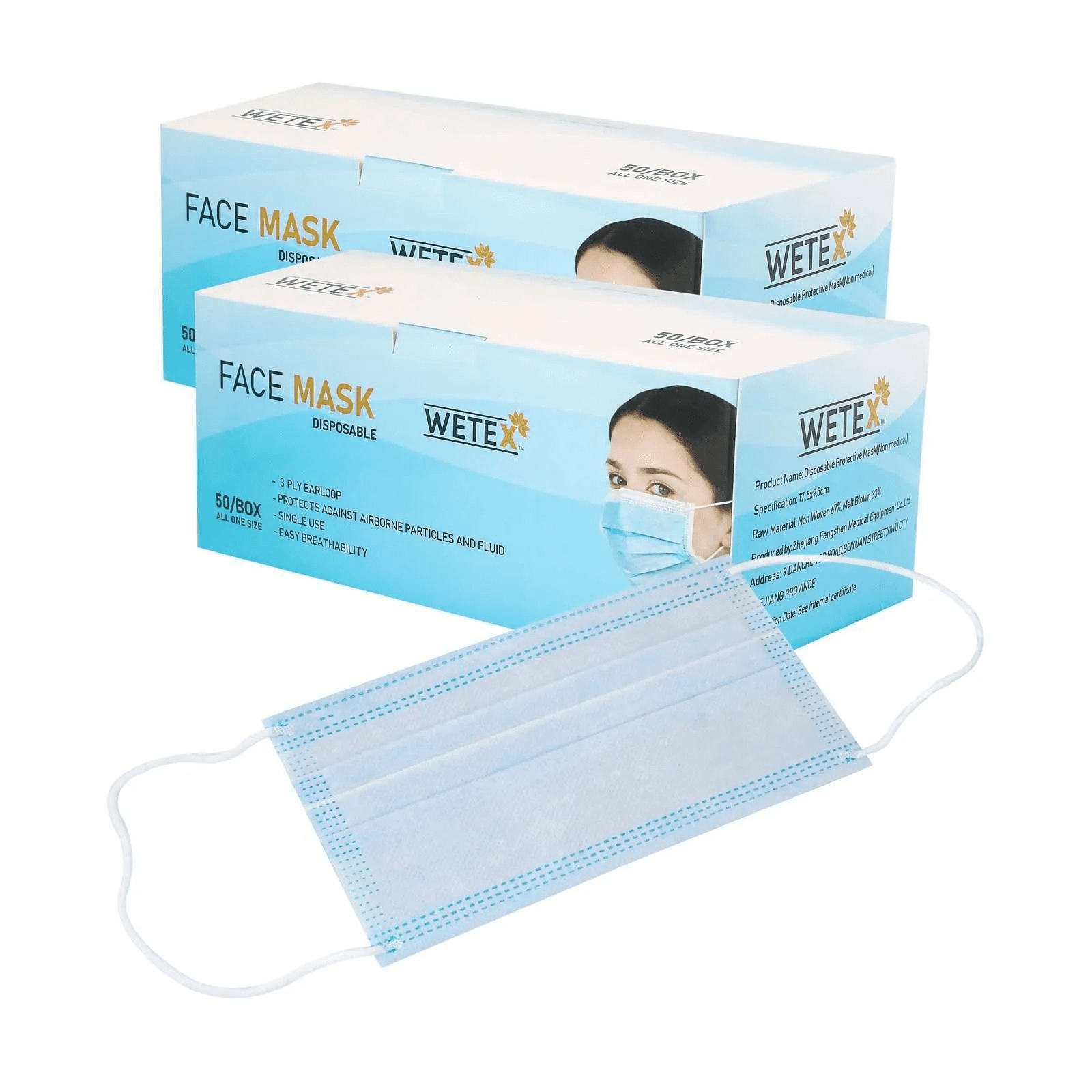 200pcs, Disposable Face Mask (blue)