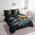 thumbnail image 2 of spefrowx Retro Moonlight Orca King Bedding for Kids, Black Starry Swirl Wave King Bed in a Bag, Black Reversible, 7-Piece, 2 of 6