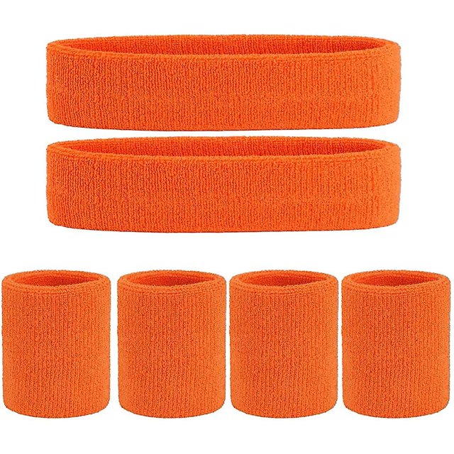 Juego de bandas para el sudor, conjunto de muñequeras con diadema deportiva (6 piezas) Bandas para el sudor Tela de rizo Sincero Hogar