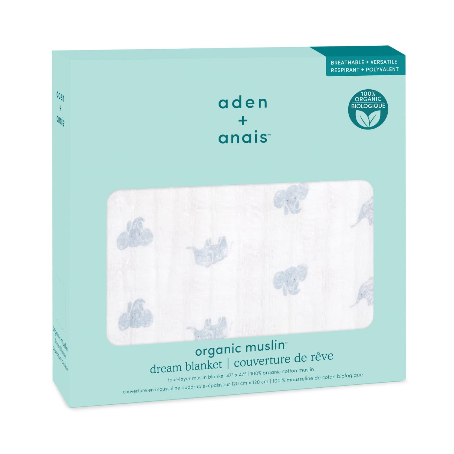 aden + anais Organic Cotton Muslin Dream Blanket, multi Animal Kingdom, Unisex
