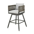 thumbnail image 4 of Piper 30 Inch Outdoor Swivel Barstool Chair- Rope Woven- Gray Cushions, 4 of 6