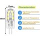 thumbnail image 2 of G4 2W LED Bulb,20W,Cool White 6000k,200Lm,12x SMD,12V AC/DC-Pack of 10 [Energy Class A+], 2 of 5