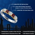 thumbnail image 2 of Gem Stone King 925 Silver and 10K Yellow Gold Lab Grown Diamond and Red Rhodolite Garnet Wedding-Bands Ring for Women | 0.95 Cttw | Round 3.5MM | Gemstone April Birthstone | Size 8, 2 of 6