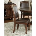 thumbnail image 3 of Brown Cherry Finish Side Chairs Set of 4pc Brown Faux Leather Upholstery Dining Room Furniture, 3 of 6