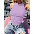 thumbnail image 4 of ANRABESS Racerback Tank Tops for Women Ribbed High Neck Tank 2026 Summer Sleeveless Shirts Slim Fitted Basic Tees Casual Workout Tops Light Purple XXL, 4 of 10
