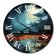 thumbnail image 2 of Designart "Dramatic Nights with Lightning VII" Landscapes Oversized Wall Clock, 2 of 5