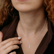SZUL Women's Jewelry Gift for Your Wife - 1/4 Carat TW Past Present Future Three Stone Lab Grown Diamond Necklace in .925 Sterling Silver (Diamond Color F-G, Clarity VS1-VS2)