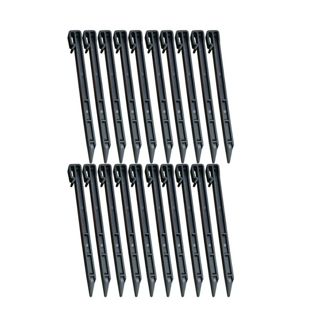 kurtrusly 20 Pieces Garden Courtyard Barrier Peg Assortment Portable Reusable Ground Fixing Stake Assorted Kit Gardening Tool Black