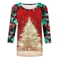 thumbnail image 4 of LiMoi Women's Elegant Holiday Top with Three Quarter Sleeve Round Neck and Glamorous Tree Design Tees Tshirts Shirts Blouse My Items, 4 of 5