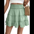 thumbnail image 1 of Falda Corta de Verano para Mujer, con Volantes, Cintura Alta, Informal, Estilo Bohemio, con Pantalones Cortos Incorporados, Color Verde , Talla XXL, 1 of 7