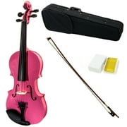 SKY Full Size VN202 Wood Violin Beautiful Color with Brazilwood Bow and Lightweight Case, Pink