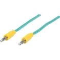 thumbnail image 2 of Manhattan Braided 3.5mm Stereo Male to Male, Teal/Yellow, 6', Retail Blister, 2 of 5