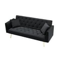 thumbnail image 5 of Jopath Velvet Futon Sofa Bed,Convertible Sleeper Couchwith Adjustable Backres & 2 Pillows for Small Spaces,Living Room,Black, 5 of 5
