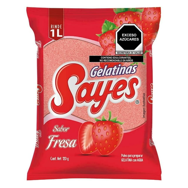 Polvo para preparar gelatina Sayes de agua sabor fresa 120 g