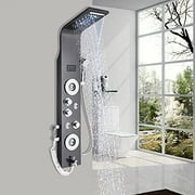 Senlesen LED Shower Panel Tower Massage Body Jet System Rain&Waterfall  Stainless Steel 