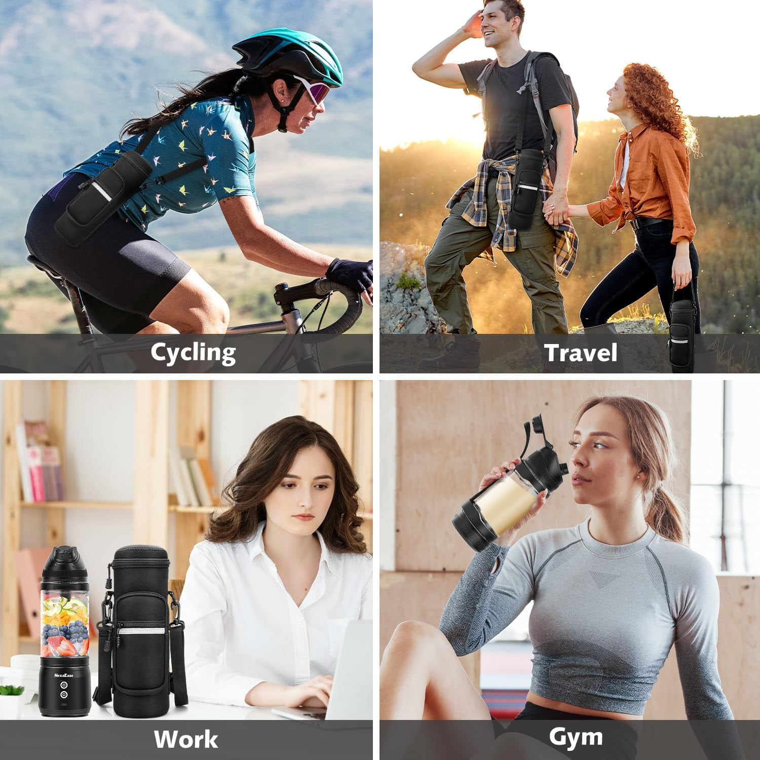 Portable Blender with Insulated Carrying Case & Recipe Book for Shakes and Smoothies, 20 OZ Personal Juicer Electric Protein Shaker Bottle, Mini Small Blender Cup with USB-C Rechargeable, Travel Lid