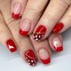 thumbnail image 1 of Uñas postizas adhesivas OFDNE con punta francesa roja y estampado de leopardo, 24 piezas, 1 of 9