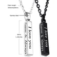 thumbnail image 4 of Collar para parejas Always and Forever de acero inoxidable con grabado I Love You, collares para parejas a juego para novio y novia, conjunto para él y ella MFZFUKR YZY1405, 4 of 7