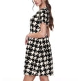 thumbnail image 2 of Balery Black and white houndstooth Vestidos sueltos de manga corta para mujer, vestidos de verano 2025, vestidos casuales de corte A con vuelo., 2 of 6