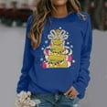 thumbnail image 2 of Fiaer Women's Sweatshirts Christmas Tree Bow Funny Graphic Long Sleeve Pullover Plus Size Crew Neck Cozy Fall Xmas Tops Blue XL, 2 of 4