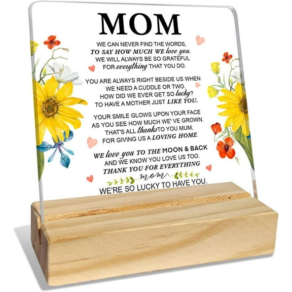 Mom Gifts from Daughter Son Kids, Mom Gifts for Birthday Mother's Day Christmas Holiday, Mother Gifts, Thank You Gifts for Mom, Mom We're So Lucky to Have You, Desk Acrylic Decor
