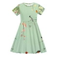 thumbnail image 4 of MKOSPLRT 4-14 Years Kids Skater Twirl Dresses Girls Short Sleeve Casual Floral Dress Cute Summer Beach A Line Dresses Kids Clothes, 4 of 8