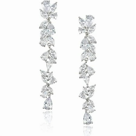 ZLC Cubic Zirconia Bridal Earrings for Women Brides, Crystal Chandelier Wedding Drop Earrings for Prom or Pageant