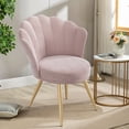 thumbnail image 3 of Daluvenix Velvet Accent Chair with Gold Metal Legs, Shell Design Vanity Makeup Chair for Living room, Modern Upholstered Guest Chair, Pink, 3 of 9